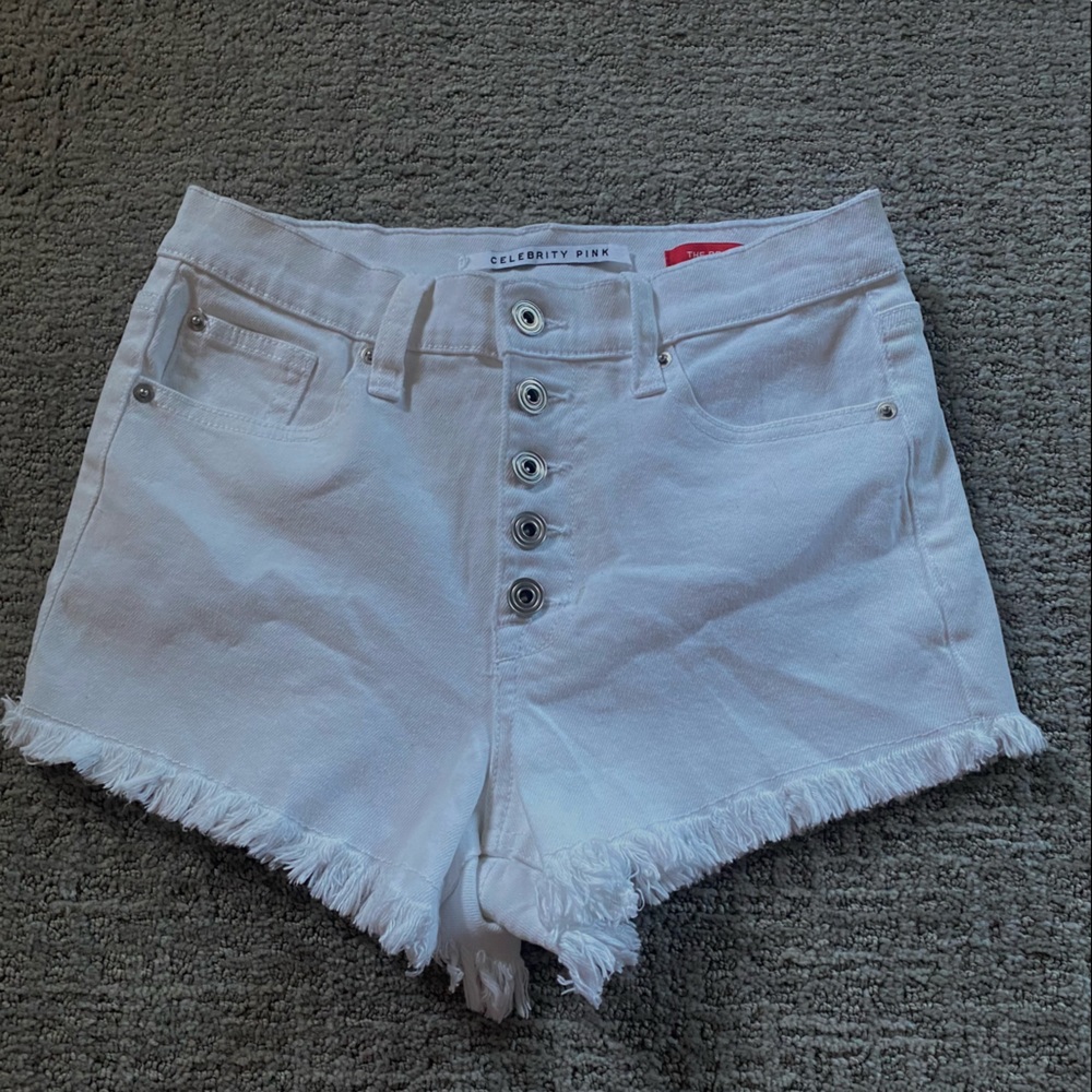 celebrity pink white shorts